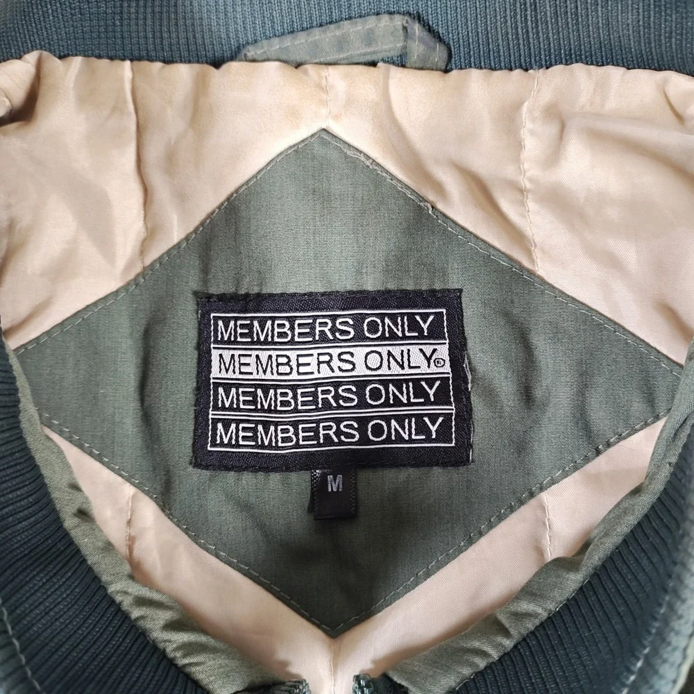 Vintage Members Only Jacket Mens Medium Green Bomber Racing Full Zip Retro Lined